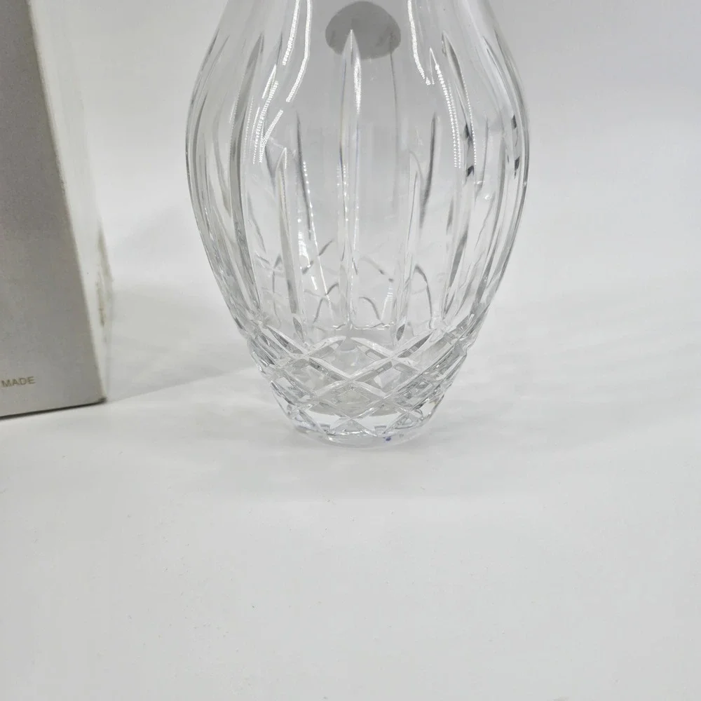 Block Crystal Vase Home Decor Hand Made 24% Lead Crystal Clear 6in New